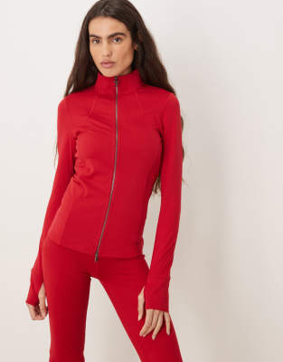Hollister Gilly Hicks High Neck Snatched Waist Jacket Co-ord In Red