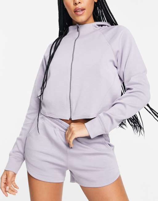 Gilly Hicks - Hoodie met ritssluiting in lilagrijs, deel van co-ord set