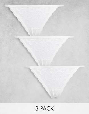 Gilly Hicks Gilly Hicks lace crochet string thong 3-pack in white