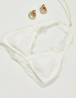 cream lace halter bralette