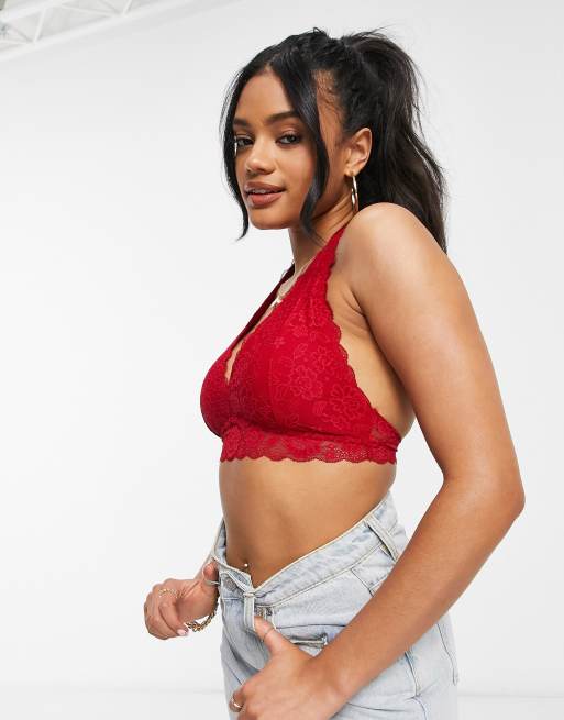 Gilly Hicks Lace Halter Bralette Red Size XS - $12 - From Justine