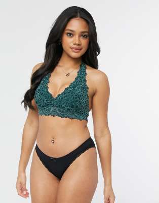 Gilly Hicks lace racerback triangle cup bralet in green