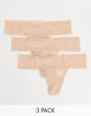 Gilly Hicks lace thong 3-pack in beige
