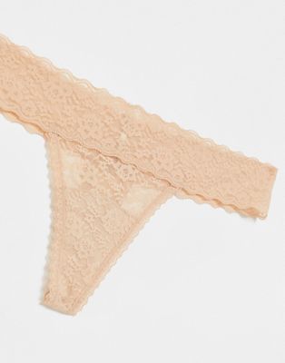 Gilly Hicks lace thong in beige | ASOS