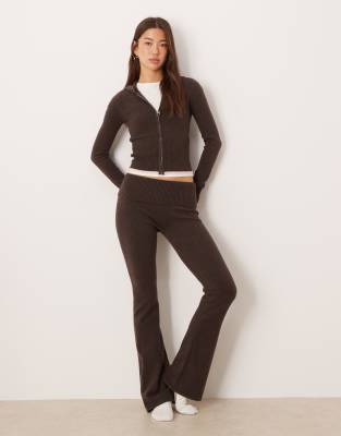 Hollister Gilly Hicks Lightweight Cable Knit Bootleg Trousers Co-ord In Brown