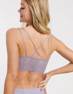 GILLY HICKS | Women's Super Soft Light Grey Back Crossover Bralette