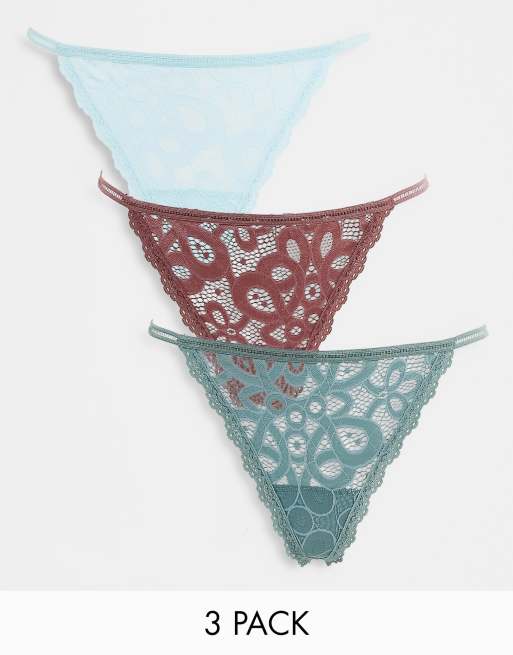 Gilly Hicks - Lot de 3 strings en dentelle - Multicolore