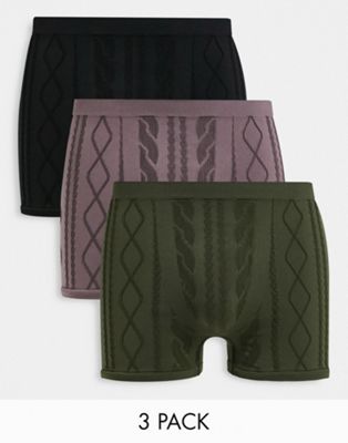 Sous-vêtements et chaussettes Gilly Hicks - Lot de 3 boxers sans coutures avec logo sur le côté de la taille - Gris, vert et noir