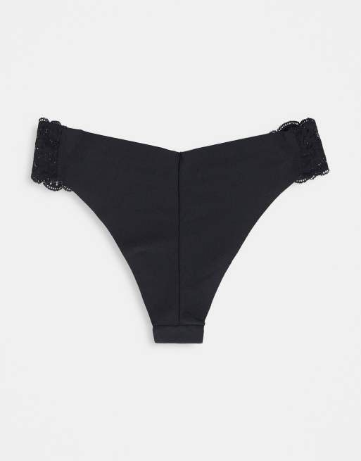 Gilly Hicks - Lot de 3 culottes audacieuses invisibles avec dentelle sur le côté - Noir , 2 de 4