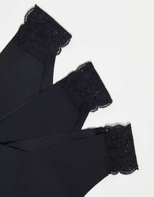 Gilly Hicks - Lot de 3 culottes audacieuses invisibles avec dentelle sur le côté - Noir , 4 de 4