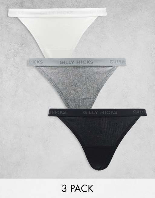 Gilly Hicks - Lot de 3 strings en coton côtelé - Multicolore