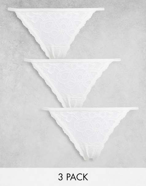 Gilly Hicks - Lot de 3 strings en dentelle au crochet - Blanc - view 1
