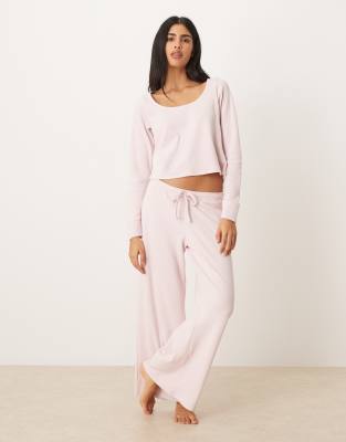 Hollister Gilly Hicks Low Rise Baggy Waffle Joggers Co-ord In Pink