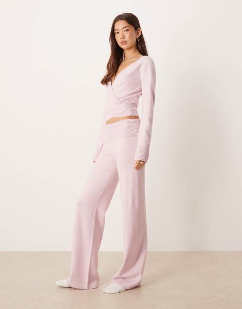 Gilly Hicks low rise straight leg cozy pants in pink - part of a set - view 1