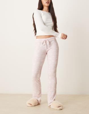 Hollister Gilly Hicks Mid Rise Flare Cosy Waffle Trousers In Pink