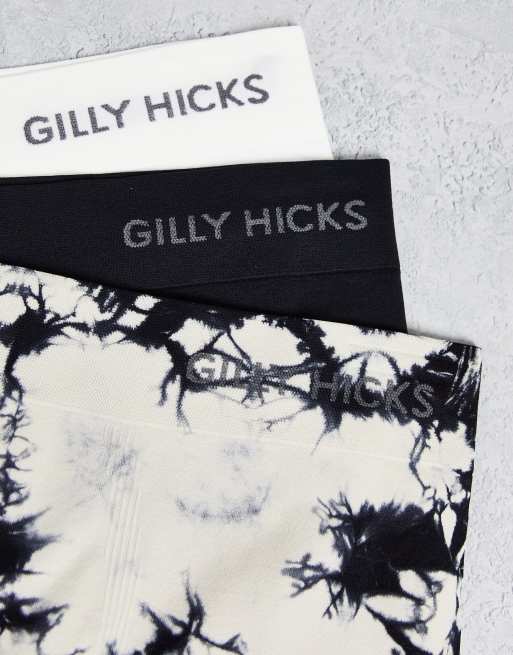 Gilly Hicks – Nahtlose Unterhosen in einfarbigem Weiß/Schwarz und schwarzer Acid-Waschung mit Logobund im 3er-Pack, 3 von 4
