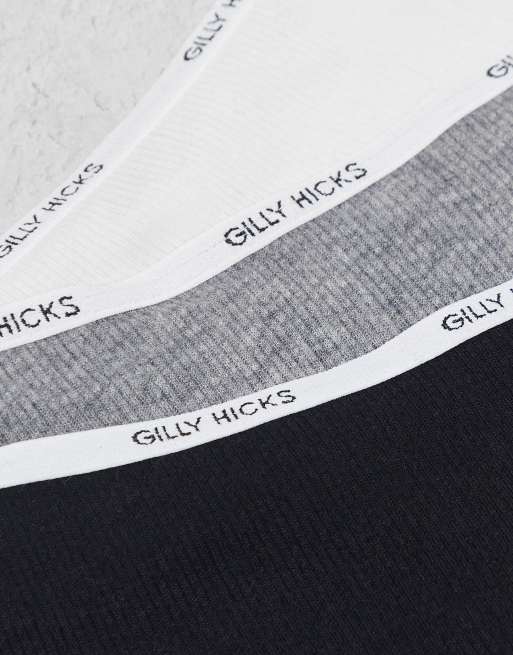 Gilly Hicks – Olikfärgade, ribbade, cheeky-trosor i bomull, 3-pack , 3 av 4
