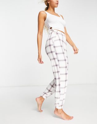 Gilly Hicks - Pantalon de jogging confortable à imprimé - Blanc écossais | ASOS