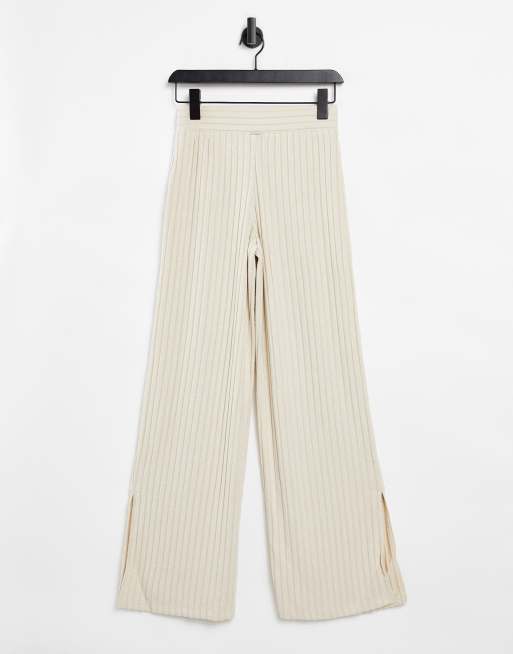 Gilly Hicks - Pantaloni da casa con spacchi color avena in in coordinato, 2 di 4
