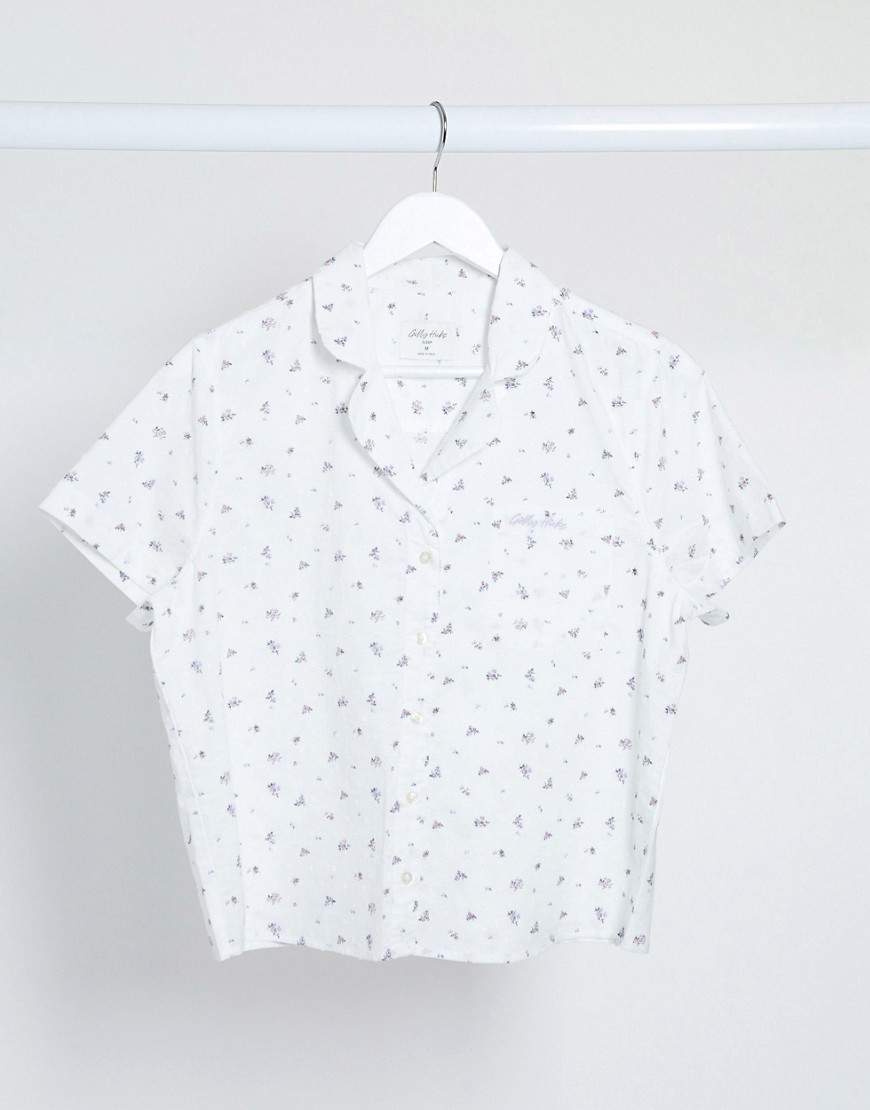Gilly Hicks - Pyjamasskjorte i blomstret print-Hvid