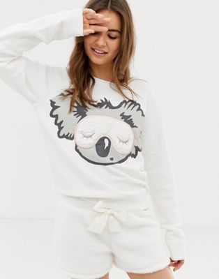 Gilly Hicks – Pyjamastopp i fleece med koala-Vit