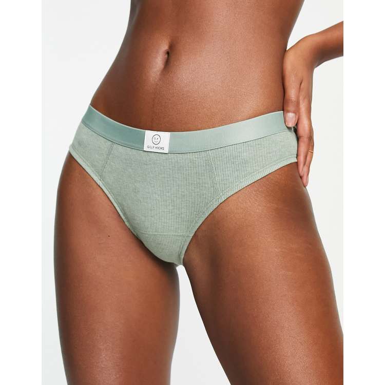 Gilly Hicks rib logo briefs in green