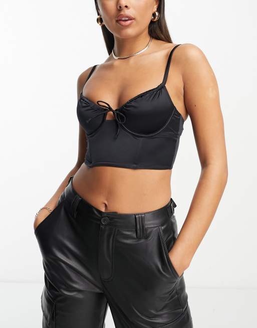 Gilly Hicks Satin Bustier in Schwarz ASOS