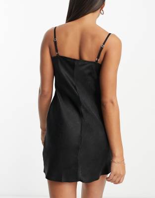 Gilly Hicks satin slip dress in black | ASOS