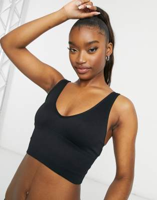 Gilly Hicks Long Line Ribbed Bralette with Lace Back