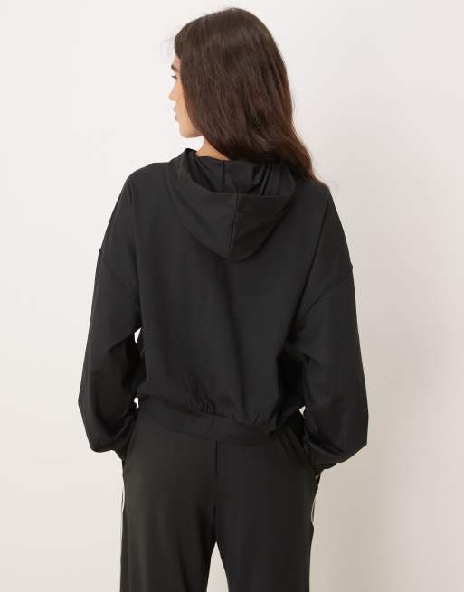 Gilly Hicks slouchy crop full zip hoodie co-ord in black, 2 of 4