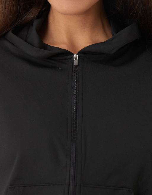 Gilly Hicks slouchy crop full zip hoodie co-ord in black, 4 of 4