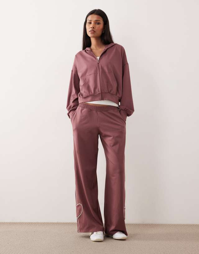 Gilly Hicks slouchy crop full zip hoodie in rose brown - part of a