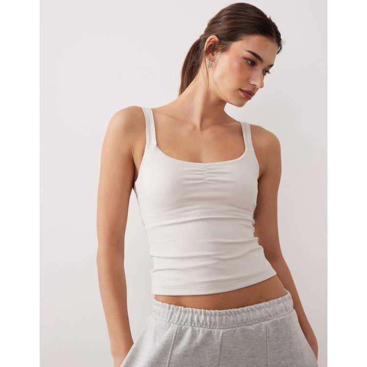 Gilly Hicks sweatheart tank top with built in bra in cream | ASOS
