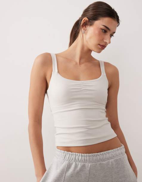 Gilly Hicks sweatheart tank top with built in bra in cream