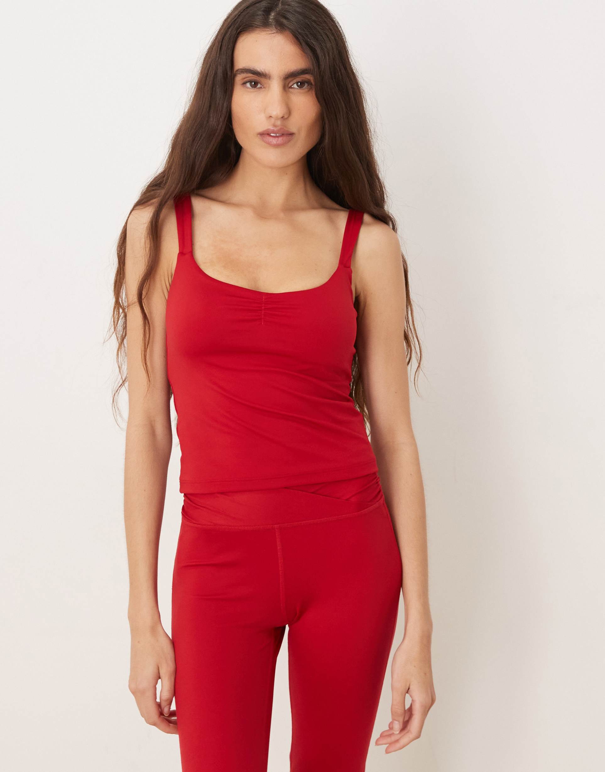 gilly hicks sweatheart tank top with built in bra in red - part of a set