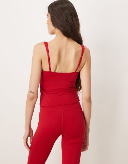 Gilly Hicks – Tanktop in Rot mit herzförmigem Ausschnitt und integriertem BH, Kombiteil, 4 von 4