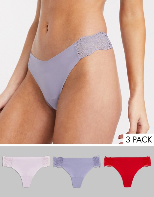 Gilly Hicks three pack lace seam detail thong