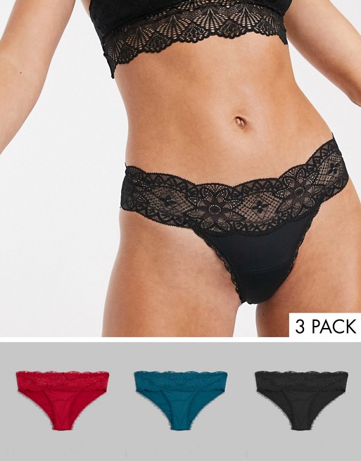 Gilly Hicks three pack lace trim cheeky brief