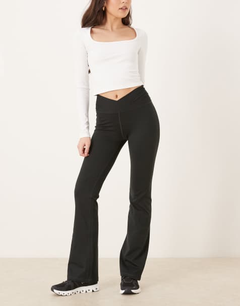 Gilly Hicks v waist flare trousers in black - view 1