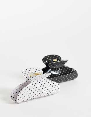 Gina Tricot 2-pack hair claw clips in black and white polka-dot print