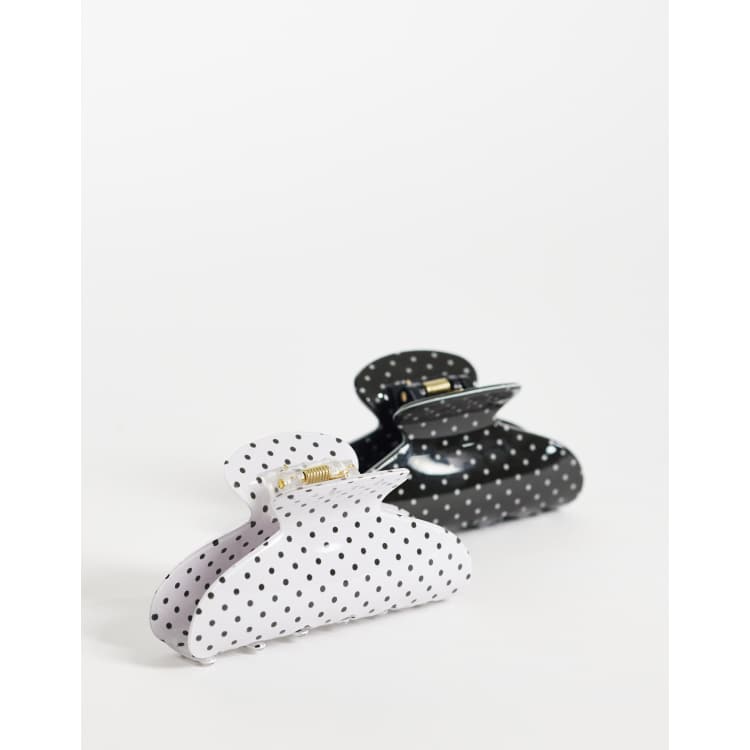 Gina Tricot 2-pack hair claw clips in black and white polka  display picture 2