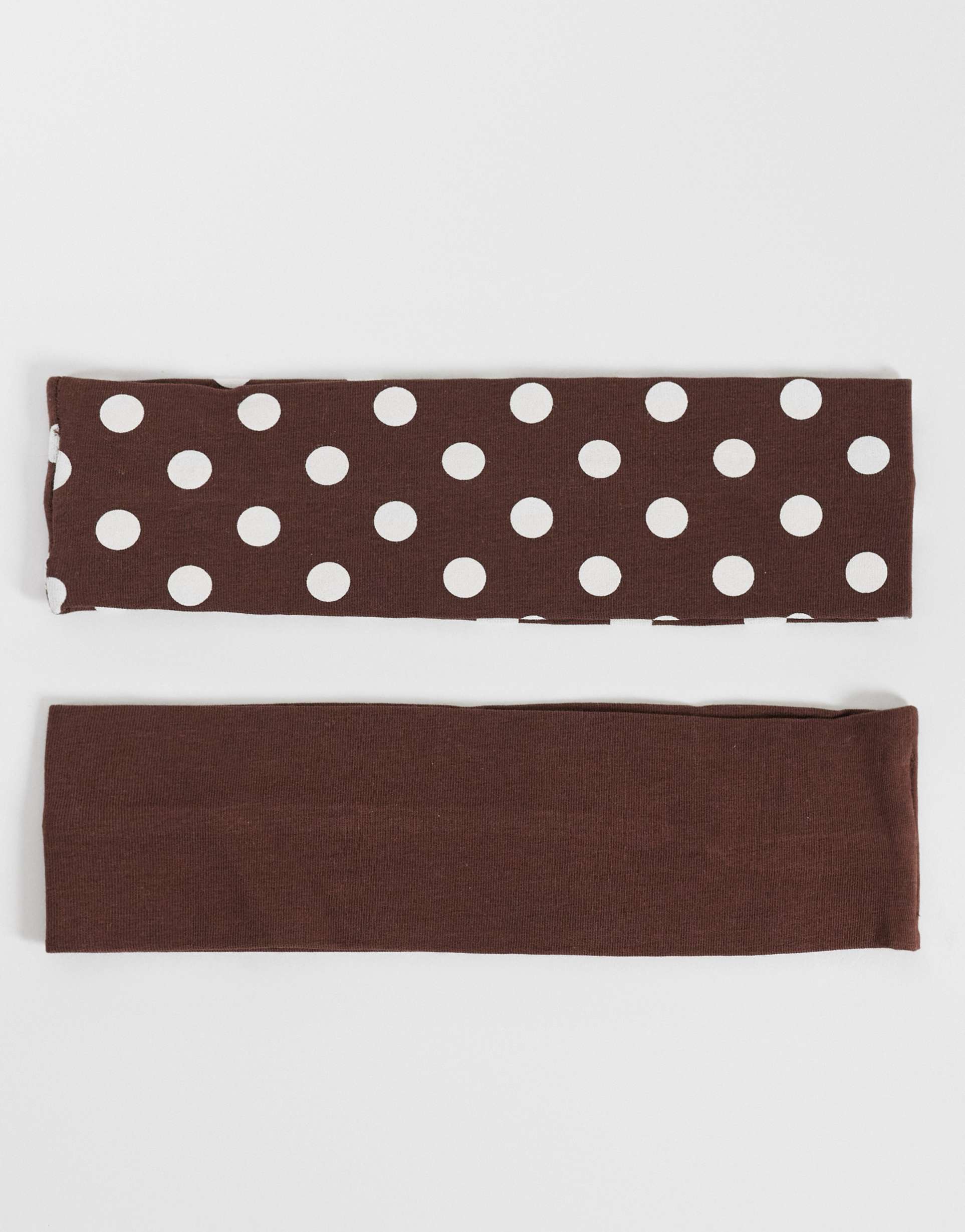 gina tricot 2-pack headband set in brown and white polka dot print