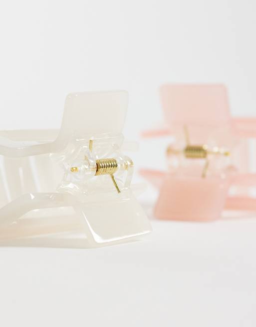 Gina Tricot 2-pack mini square hair clips in pink and white , 3 of 3