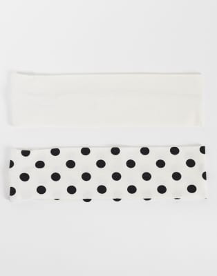 Er-Pack Stirnbänder in Weiß und mit schwarzen Polka Dots-Mehrfarbig Mehrfarbig No Size