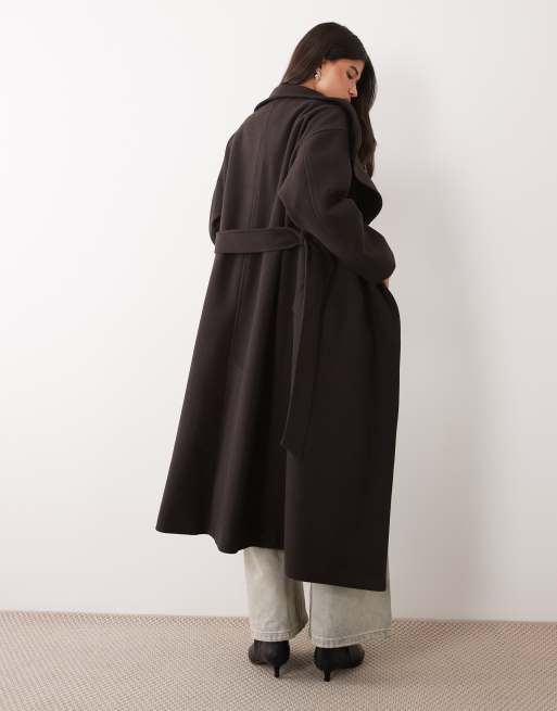 Gina Tricot - abrigo midi de cuello alto en marrón, 2 de 4
