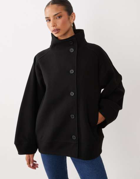 Gina Tricot - abrigo negro con cuello alzado - view 1