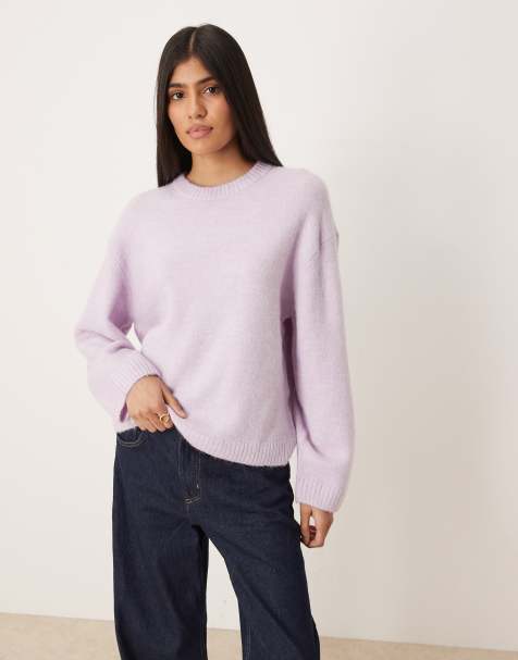 Gina Tricot alpaca wool blend knit crew neck sweater in lilac purple - view 1