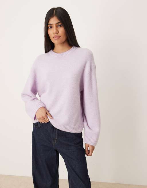 Gina Tricot alpaca wool blend knit crew neck sweater in lilac