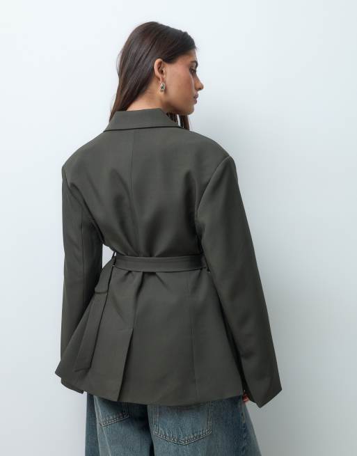 Gina Tricot americana con cinturón marrón, 5 de 5