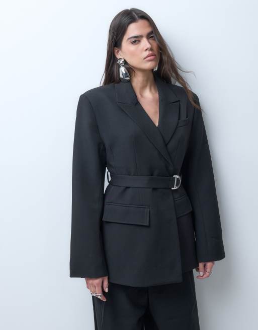 Gina Tricot americana negra con cinturón, 4 de 5